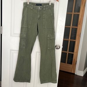 Aeropostale Olive Green Low Rise Utility Flare Cargo Pants Sz 4